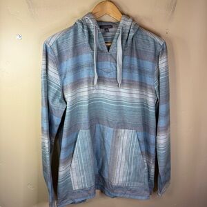 Toad & Co Barrel Striped Lil Hoodie Blue White Stripes Size Small Outdoor Active